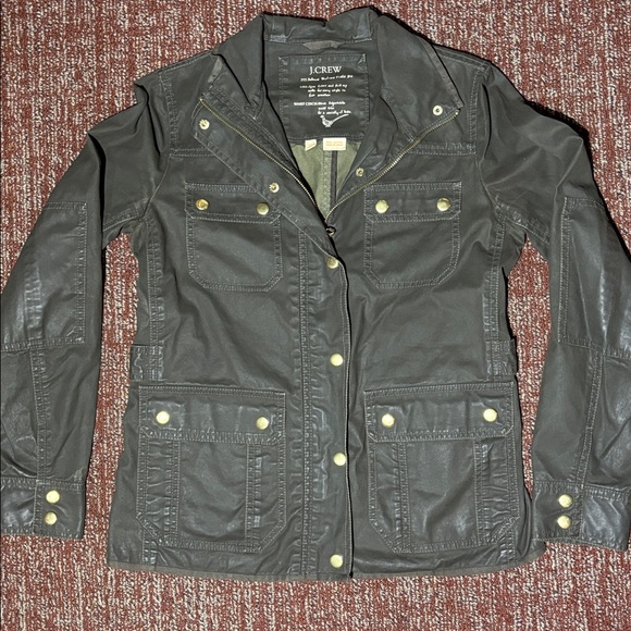 J. crew military style relaxed boyfriend field jacket xs waxed denim grunge - Picture 6 of 12
